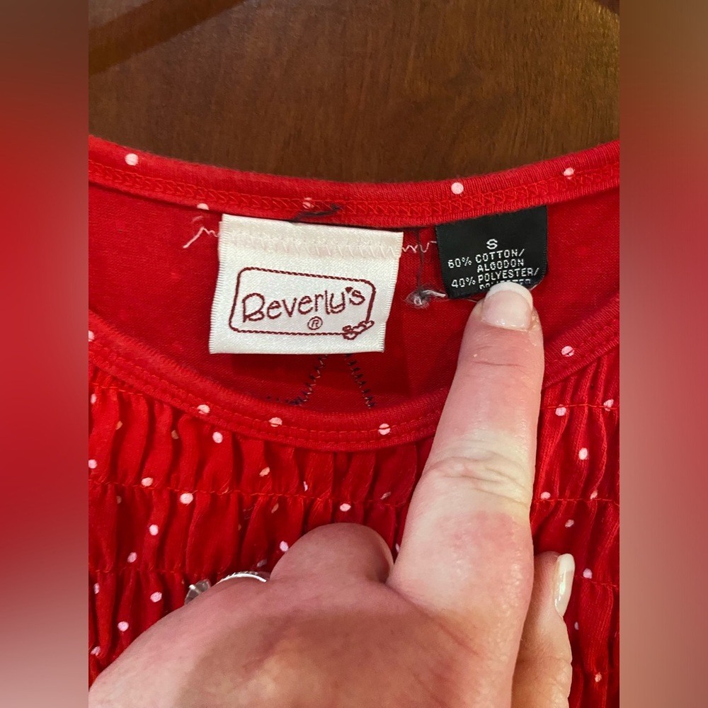 Everly Red Smocked Long-Sleeve Top with Star & Flag Appliqué - Picture 2 of 3